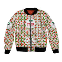 Syria Geometric Pattern Bomber Jacket with Traditional Arab Tile Motif and Flag Emblem