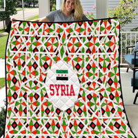 Syria Geometric Pattern Quilt with Traditional Arab Tile Motif and Flag Emblem