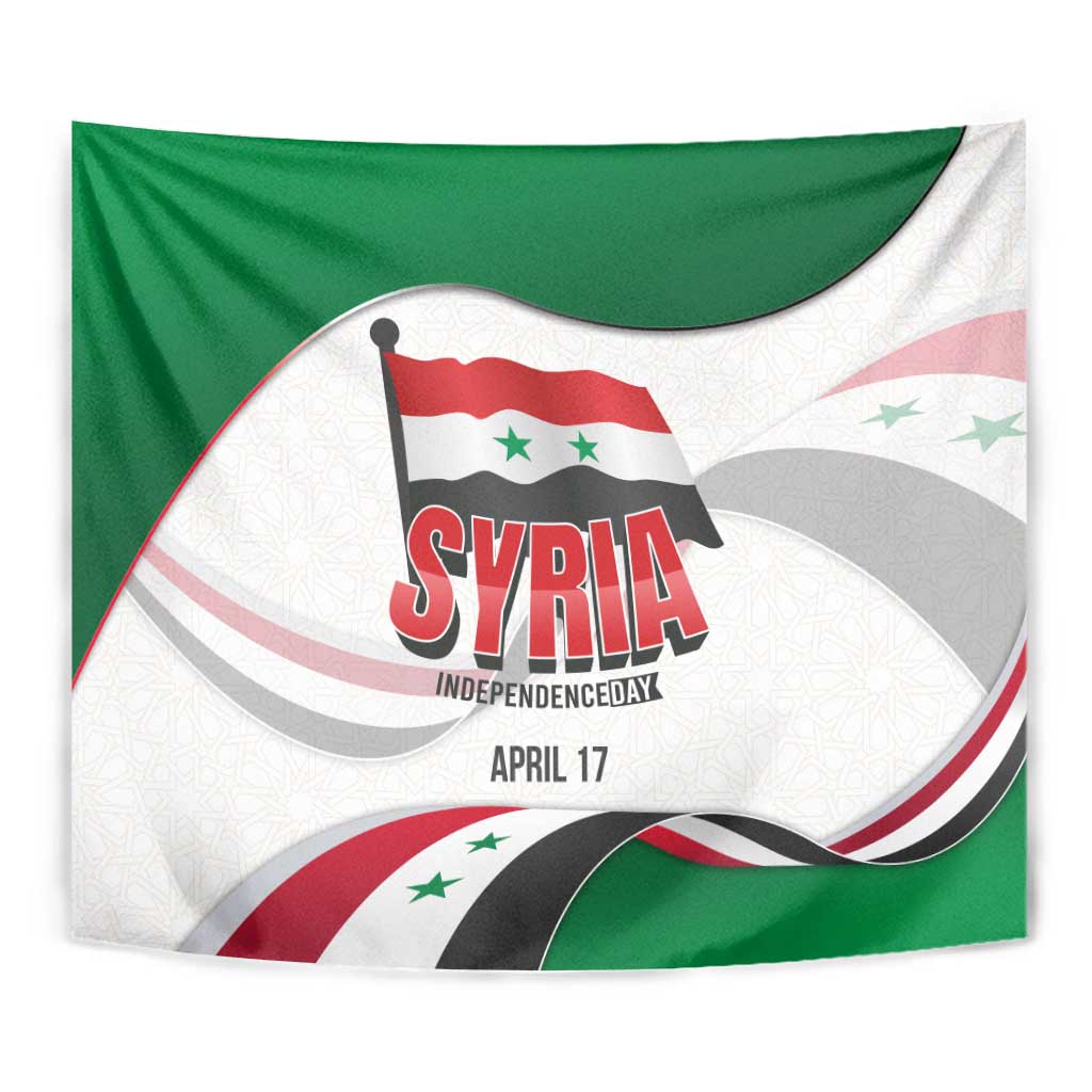 Syria Independence Day Tapestry with National Flag and Emblem