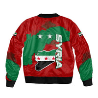 Syria National Emblem Bomber Jacket with Map and Flag Pattern