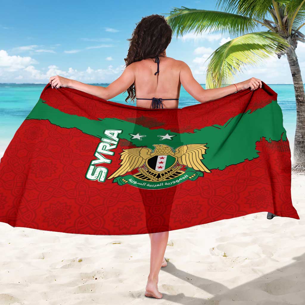 Syria National Emblem Sarong with Map and Flag Pattern