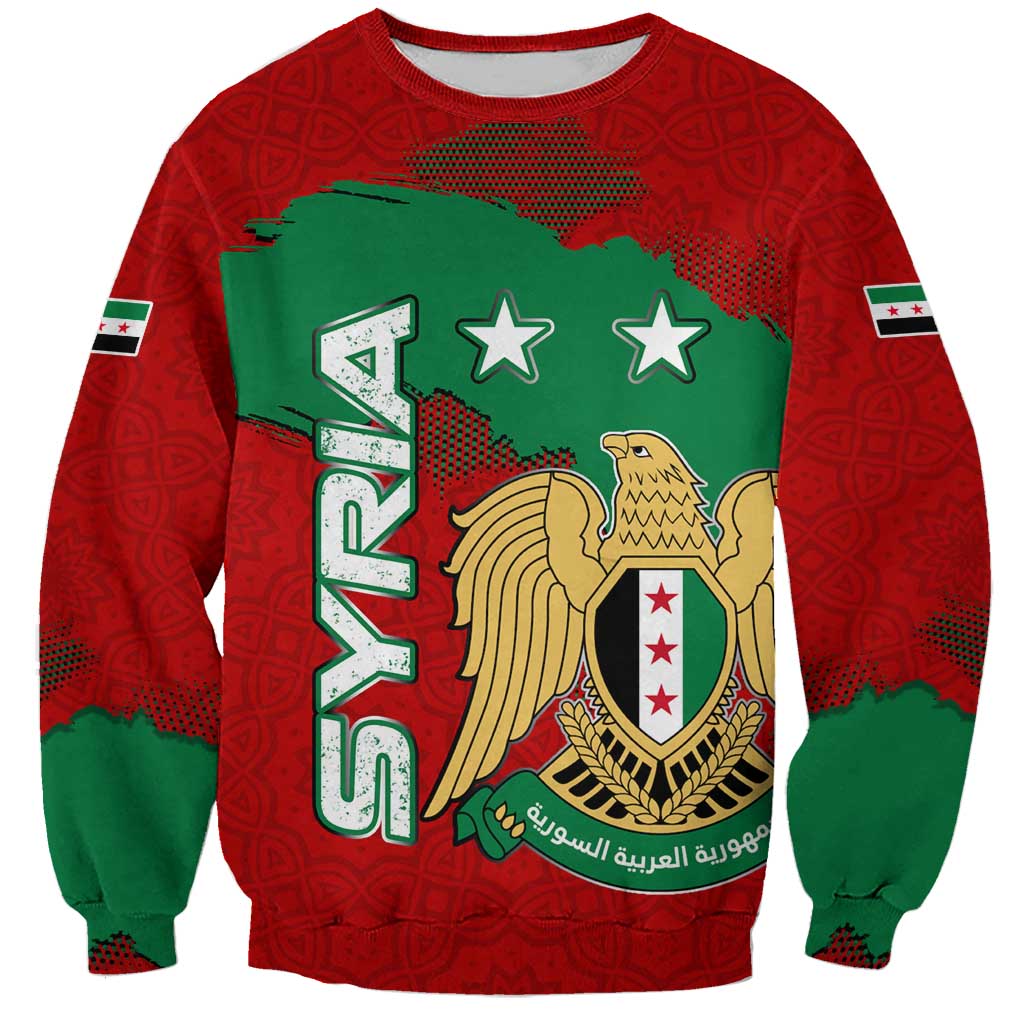Syria National Emblem Sweatshirt with Map and Flag Pattern