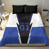 Personalized Bass Fishing Bedding Set Jumping Fish and Blue White Lightning Pattern Design - Wonder Print Shop
