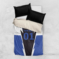 Personalized Bass Fishing Bedding Set Jumping Fish and Blue White Lightning Pattern Design - Wonder Print Shop