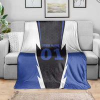 Personalized Bass Fishing Blanket Jumping Fish and Blue White Lightning Pattern Design - Wonder Print Shop