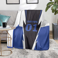 Personalized Bass Fishing Blanket Jumping Fish and Blue White Lightning Pattern Design - Wonder Print Shop