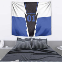 Personalized Bass Fishing Tapestry Jumping Fish and Blue White Lightning Pattern Design - Wonder Print Shop