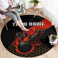 Personalized Bowling Tournament Round Carpet Ball Strike Black And Red Custom Bowling Team - Wonder Print Shop