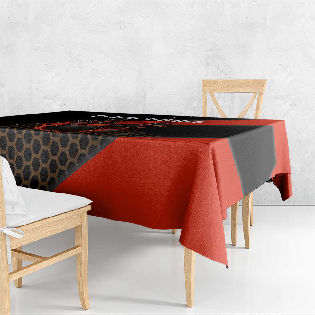 Personalized Bowling Tournament Tablecloth Ball Strike Black And Red Custom Bowling Team - Wonder Print Shop