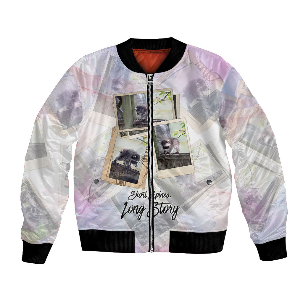 Jimothy The Raccoon Short Spines Long Story Bomber Jacket Vintage Polaroid Scrapbook Photography Collage