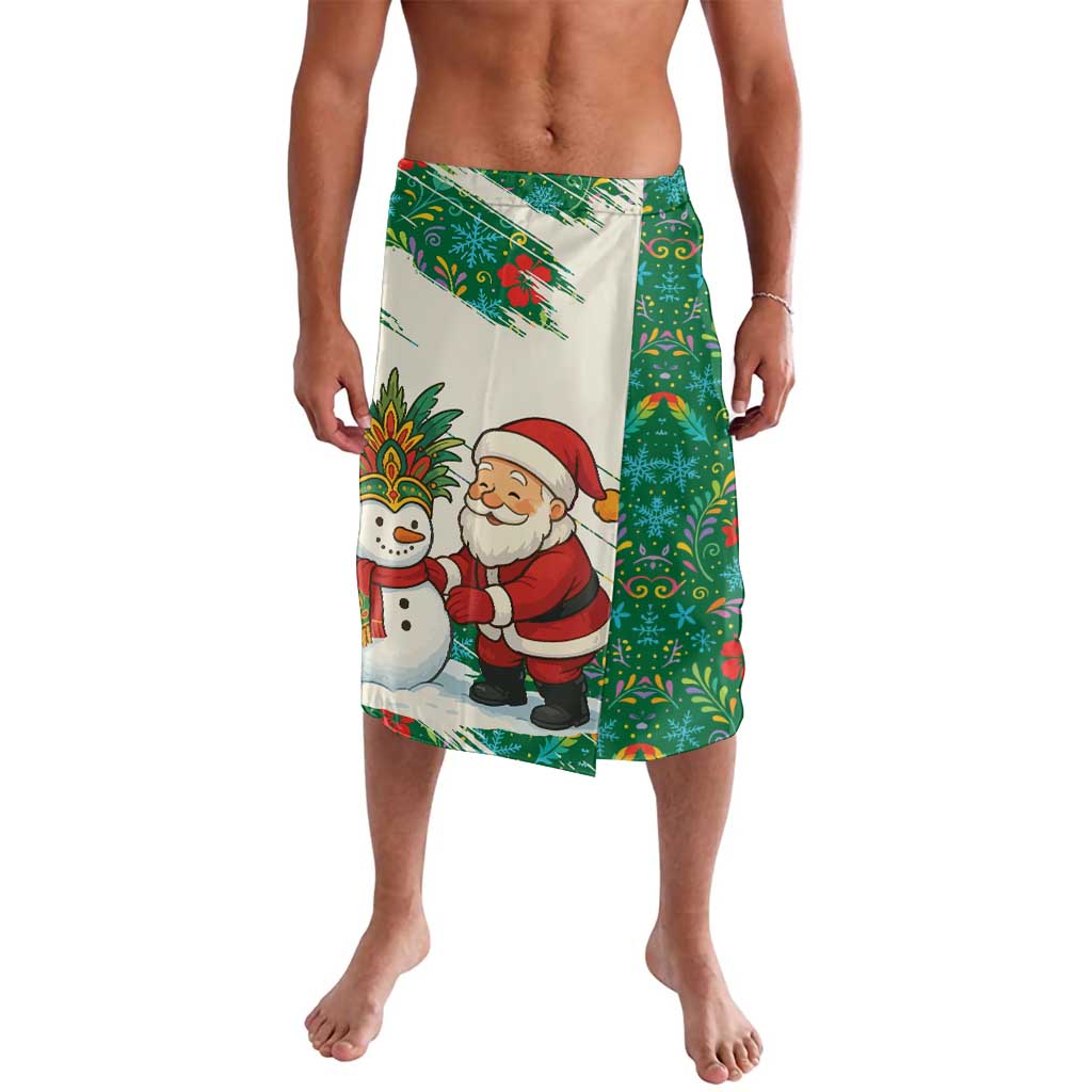 Dominica Christmas Lavalava with Santa Snowman and Tropical Carnival Headpiece - Wonder Print Shop