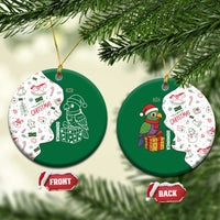 Dominica Christmas Ceramic Ornament with Parrot Gift Box and Festive Pattern Design - Wonder Print Shop