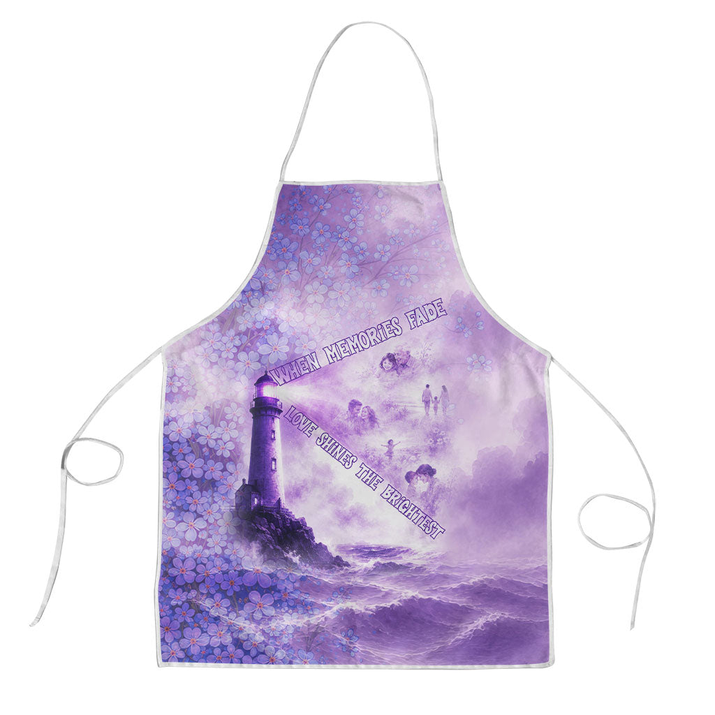 World Alzheimer's Day Lighthouse Be Their Light Apron Purple Ribbon Floral Watercolor Memory
