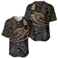 Black and yellow baseball jersey showing front and back with tribal shark design