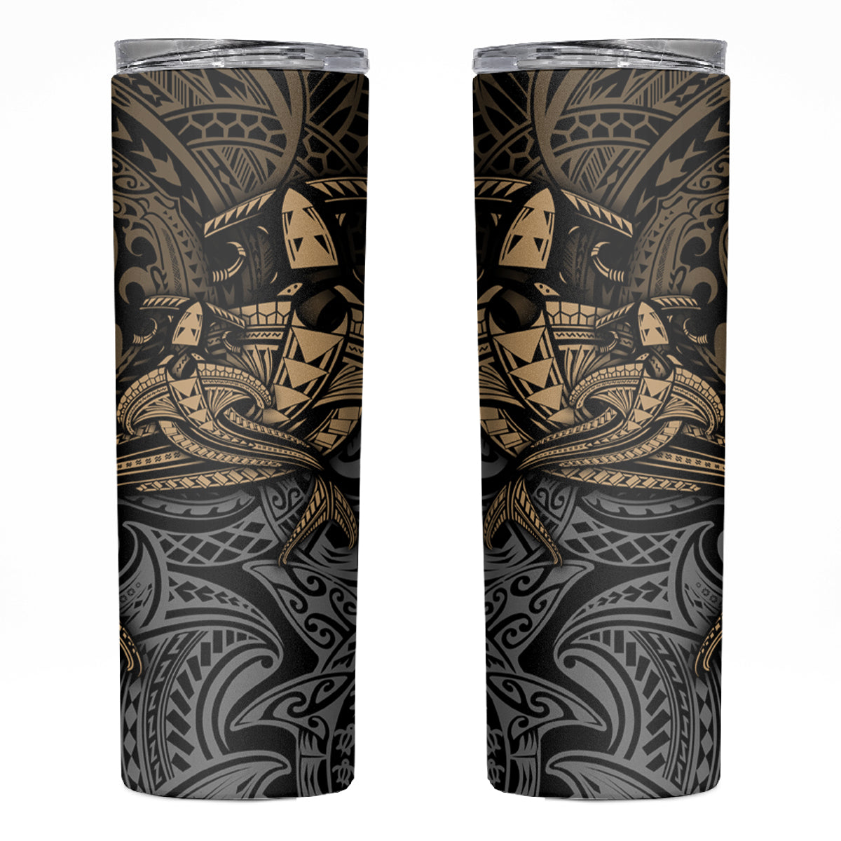 Polynesian Skinny Tumbler Hammerhead Shark Tribal Pattern