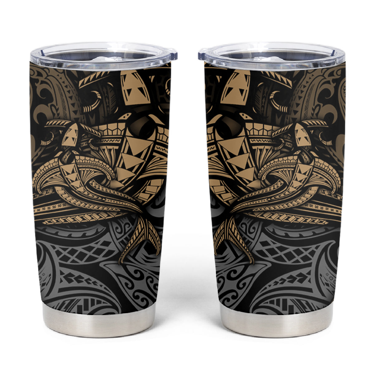 Polynesian Tumbler Cup Hammerhead Shark Tribal Pattern