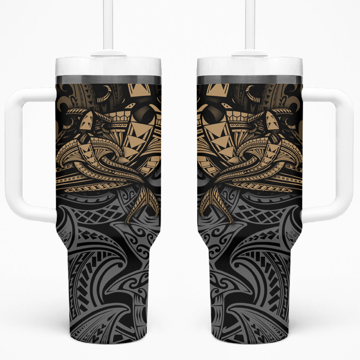 Polynesian Tumbler With Handle Hammerhead Shark Tribal Pattern