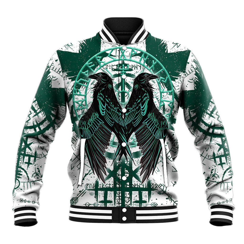 Winged Wisdom Of Viking Baseball Jacket Hugin, Munin, and the Vegvisir - Wonder Print Shop