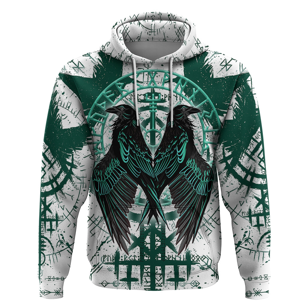 Winged Wisdom Of Viking Hoodie Hugin, Munin, and the Vegvisir - Wonder Print Shop