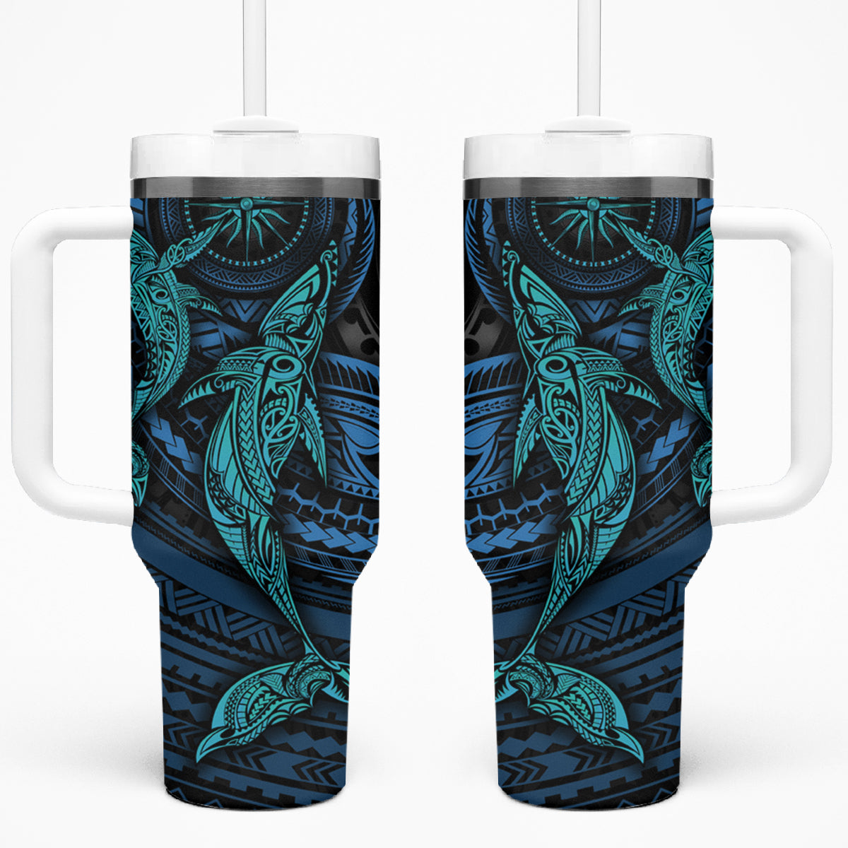 Polynesian Whale Tumbler With Handle