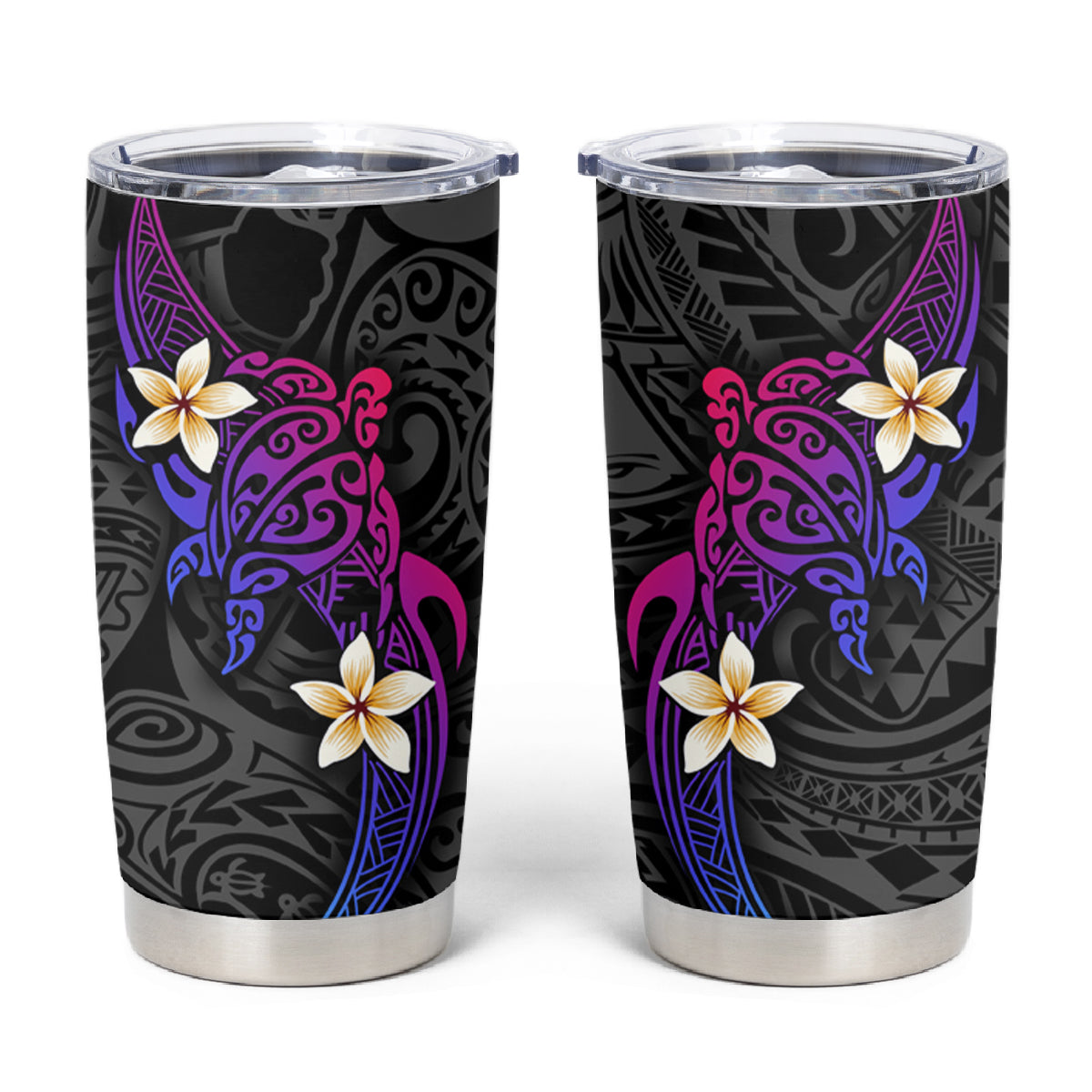 Turtle and Plumeria - Polynesian Tumbler Cup