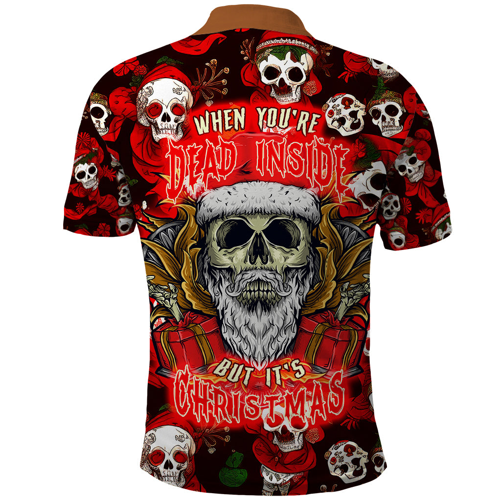 Christmas Skull Polo Shirt When You're Dead Inside But It's Christmas - Wonder Print Shop