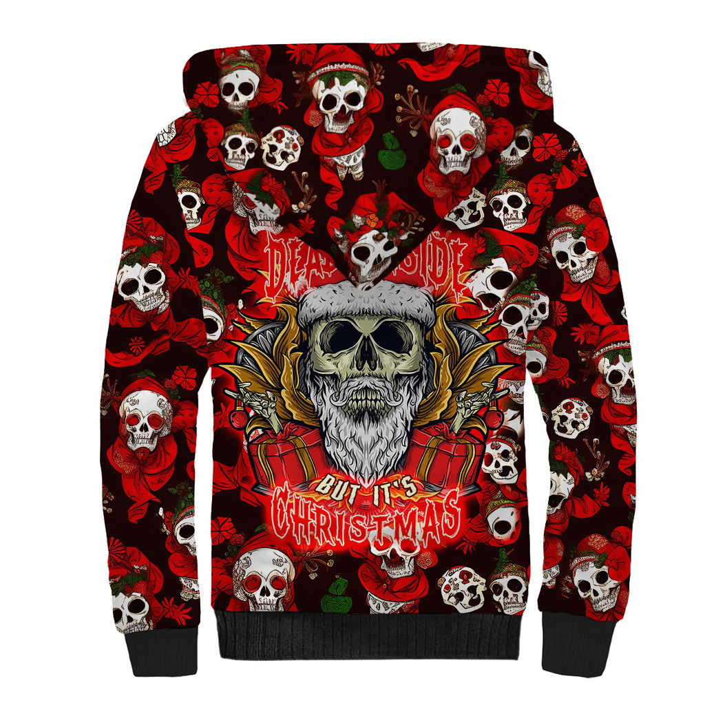 Christmas Skull Sherpa Hoodie When You're Dead Inside But It's Christmas - Wonder Print Shop