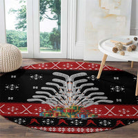 Hockey Is Back Christmas Round Carpet Xmas Holiday Patterns - Wonder Print Shop