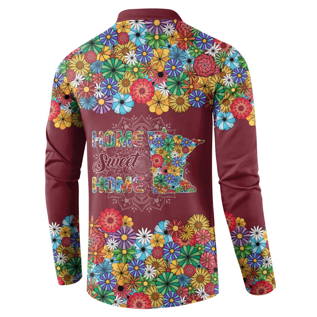 Home Sweet Home Minnesota Flower Christmas Button Sweatshirt Xmas Holiday Patterns - Wonder Print Shop
