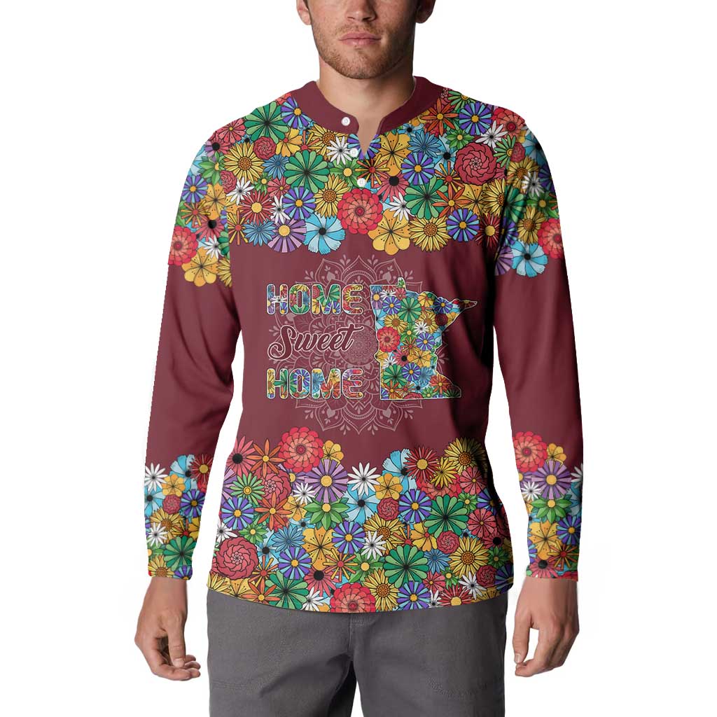 Home Sweet Home Minnesota Flower Christmas Button Sweatshirt Xmas Holiday Patterns - Wonder Print Shop
