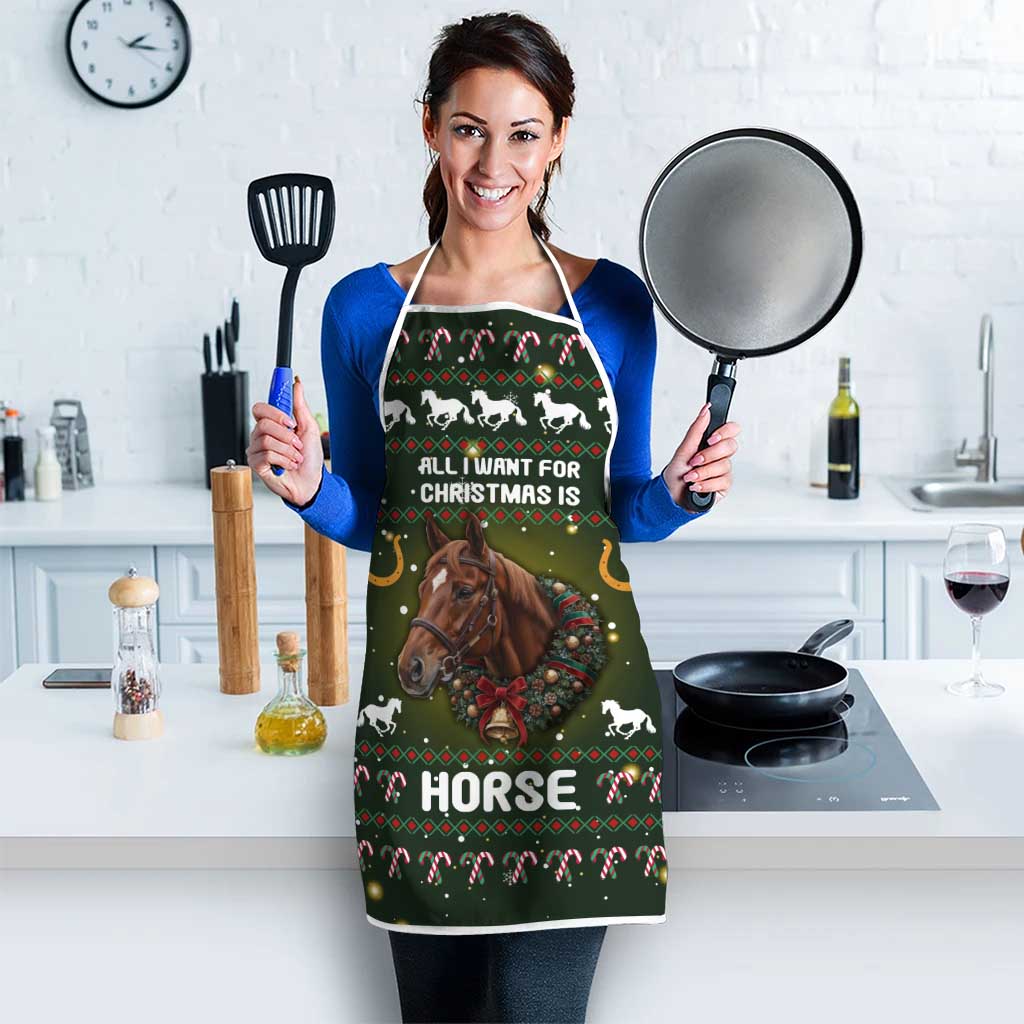 Horse All I Need For Christmas Christmas Apron Xmas Holiday Patterns - Wonder Print Shop