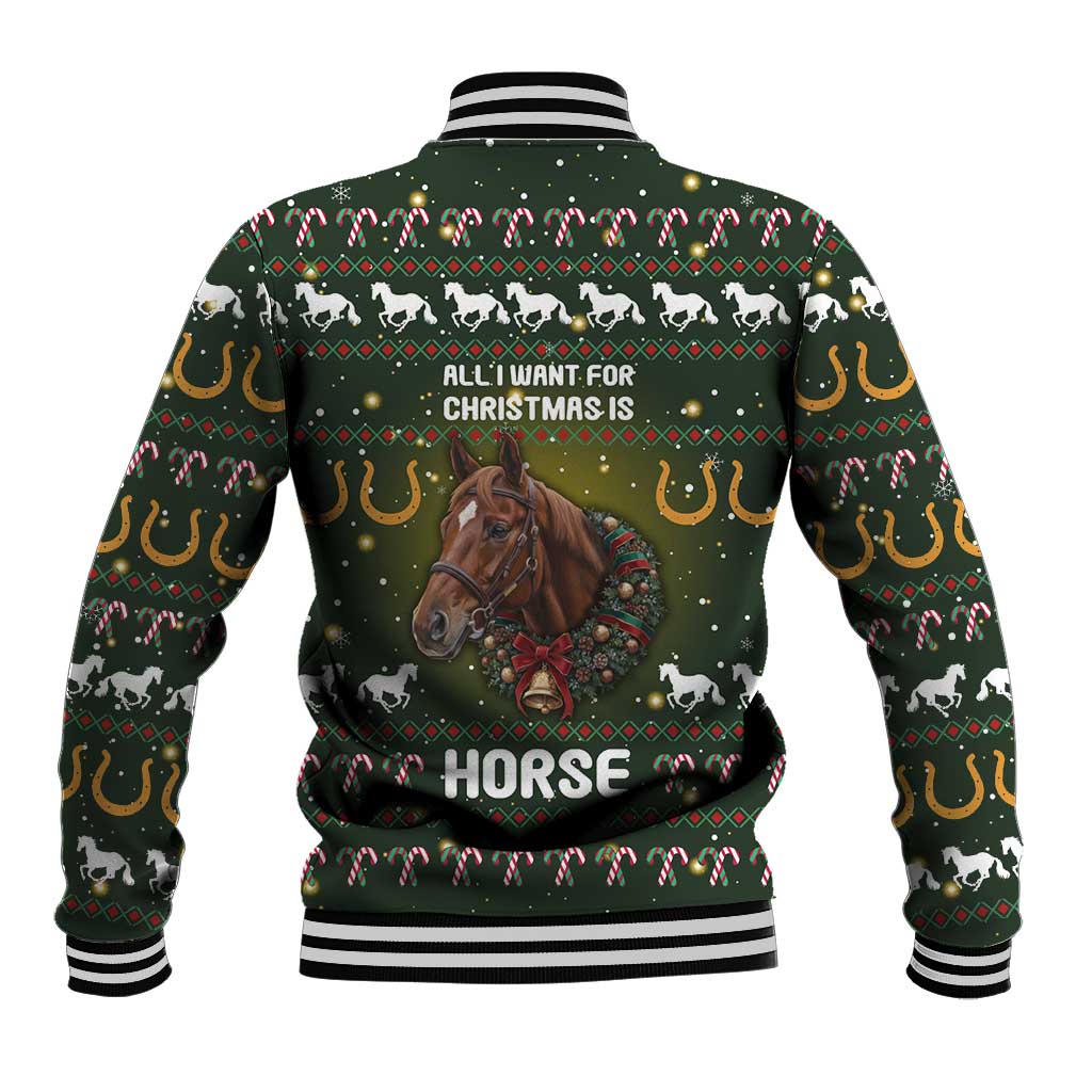 Horse All I Need For Christmas Christmas Baseball Jacket Xmas Holiday Patterns - Wonder Print Shop