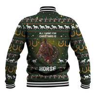 Horse All I Need For Christmas Christmas Baseball Jacket Xmas Holiday Patterns - Wonder Print Shop