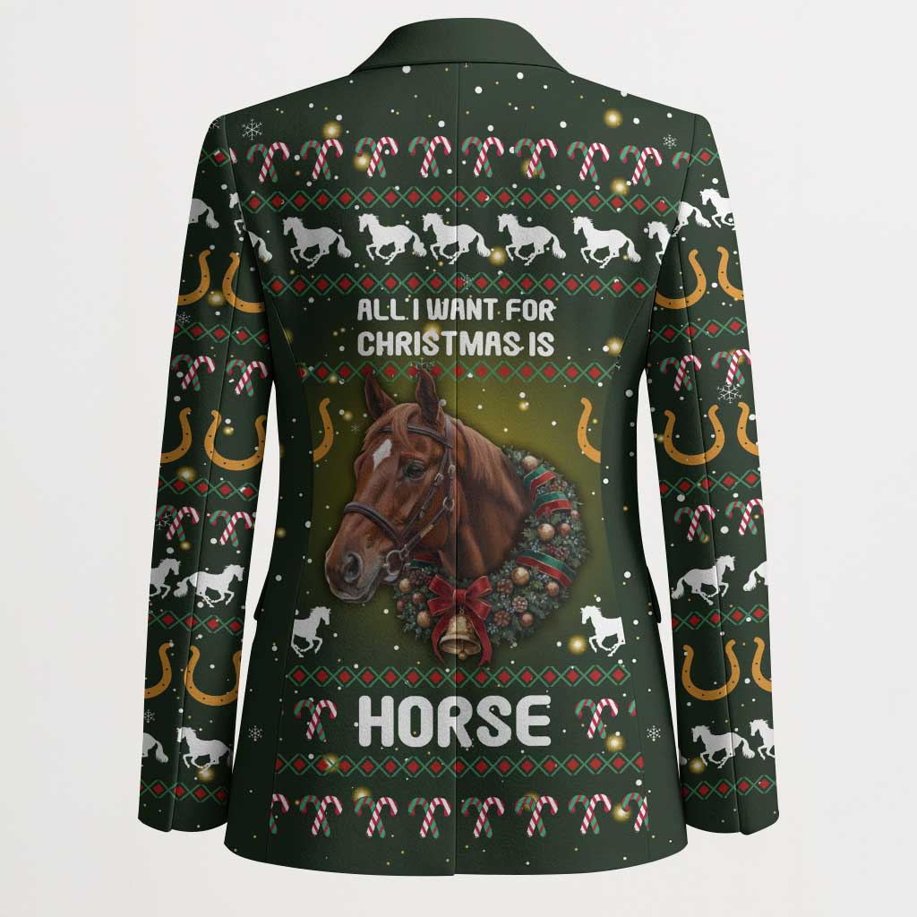 Horse All I Need For Christmas Christmas Blazer Xmas Holiday Patterns - Wonder Print Shop