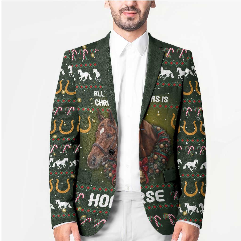 Horse All I Need For Christmas Christmas Blazer Xmas Holiday Patterns - Wonder Print Shop