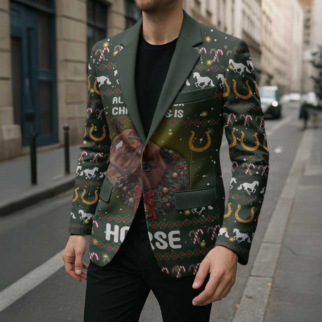 Horse All I Need For Christmas Christmas Blazer Xmas Holiday Patterns - Wonder Print Shop
