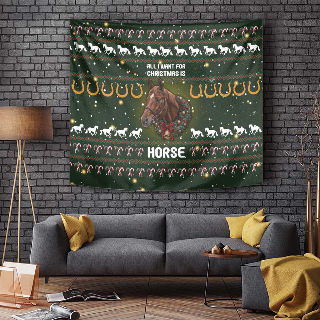 Horse All I Need For Christmas Christmas Tapestry Xmas Holiday Patterns - Wonder Print Shop