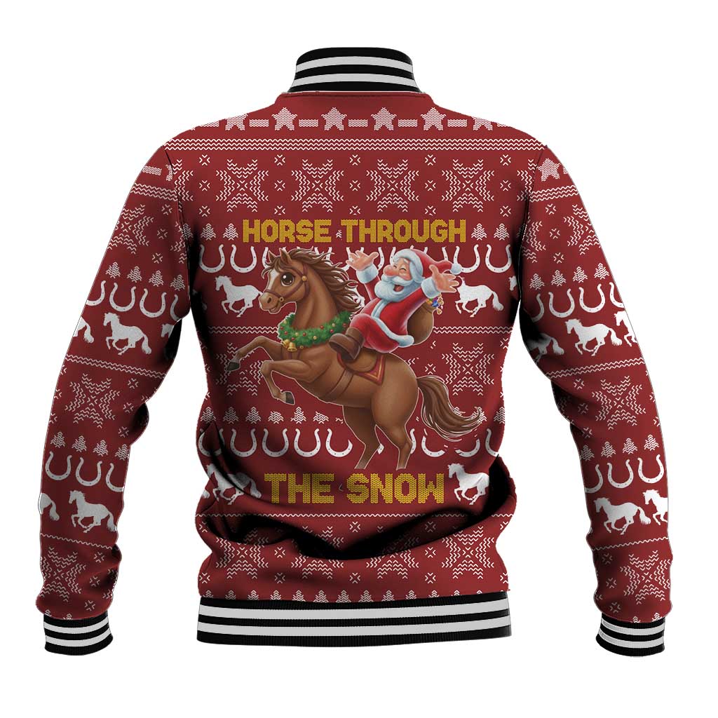 Horse Through The Snow Christmas Design Baseball Jacket Xmas Holiday Patterns - Wonder Print Shop