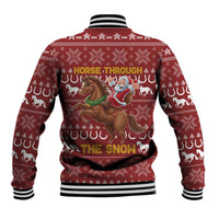 Horse Through The Snow Christmas Design Baseball Jacket Xmas Holiday Patterns - Wonder Print Shop