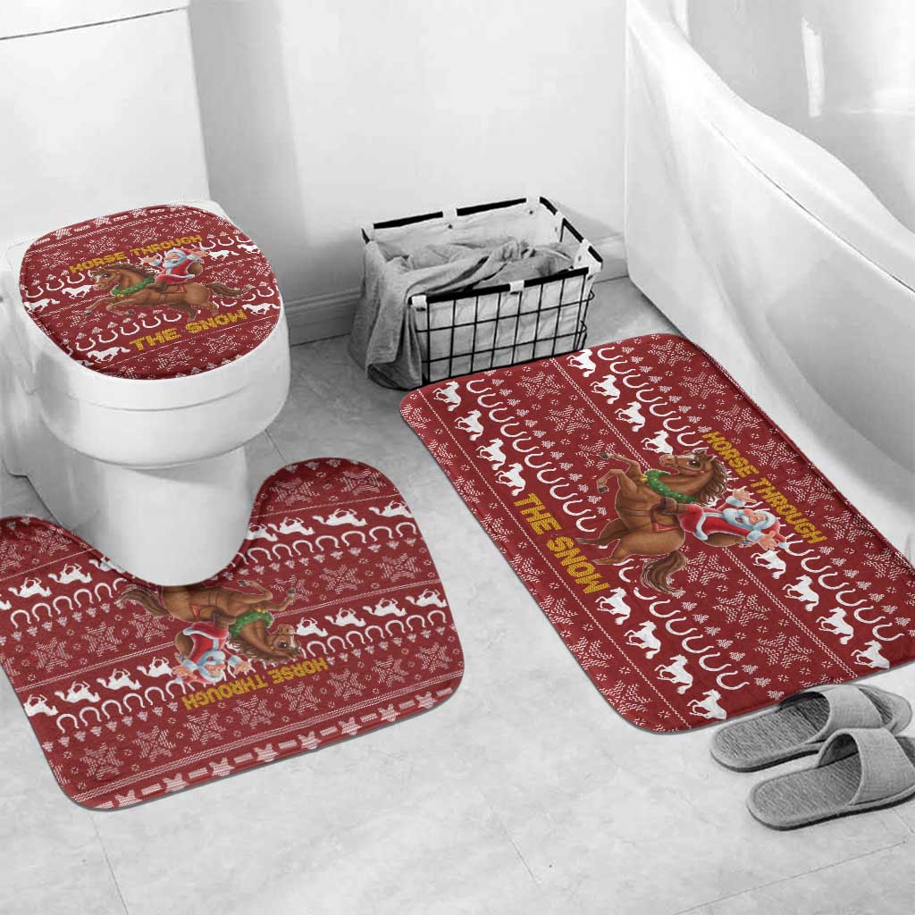 Horse Through The Snow Christmas Design Bathroom Set Xmas Holiday Patterns - Wonder Print Shop
