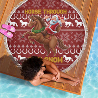Horse Through The Snow Christmas Design Beach Blanket Xmas Holiday Patterns - Wonder Print Shop