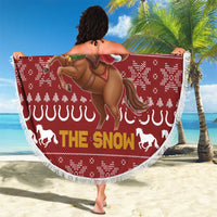 Horse Through The Snow Christmas Design Beach Blanket Xmas Holiday Patterns - Wonder Print Shop