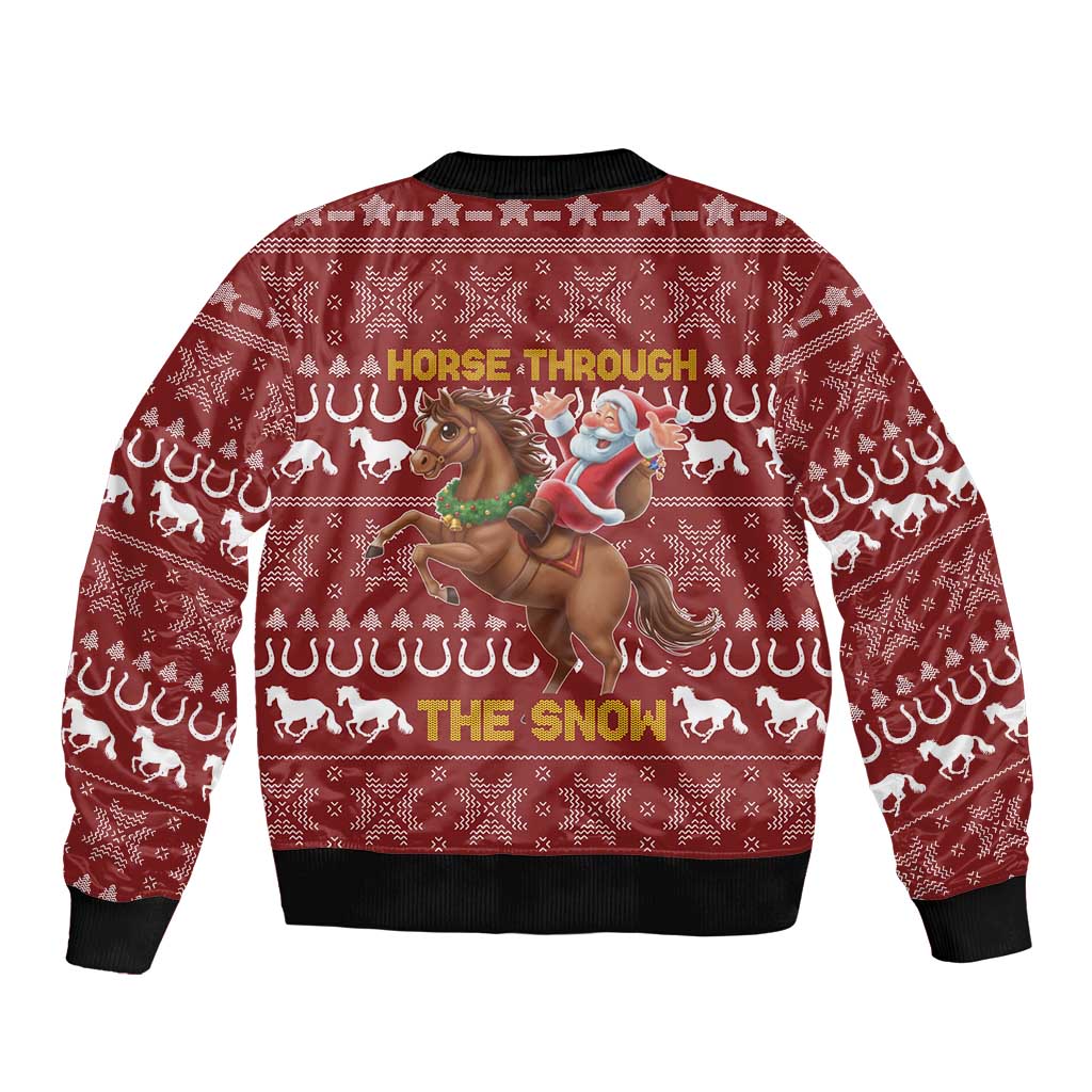 Horse Through The Snow Christmas Design Bomber Jacket Xmas Holiday Patterns - Wonder Print Shop