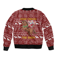 Horse Through The Snow Christmas Design Bomber Jacket Xmas Holiday Patterns - Wonder Print Shop