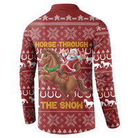 Horse Through The Snow Christmas Design Button Sweatshirt Xmas Holiday Patterns - Wonder Print Shop