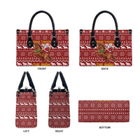 Horse Through The Snow Christmas Design Leather Bag Xmas Holiday Patterns - Wonder Print Shop