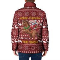 Horse Through The Snow Christmas Design Padded Jacket Xmas Holiday Patterns - Wonder Print Shop