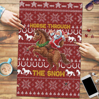 Horse Through The Snow Christmas Design Puzzle Xmas Holiday Patterns - Wonder Print Shop