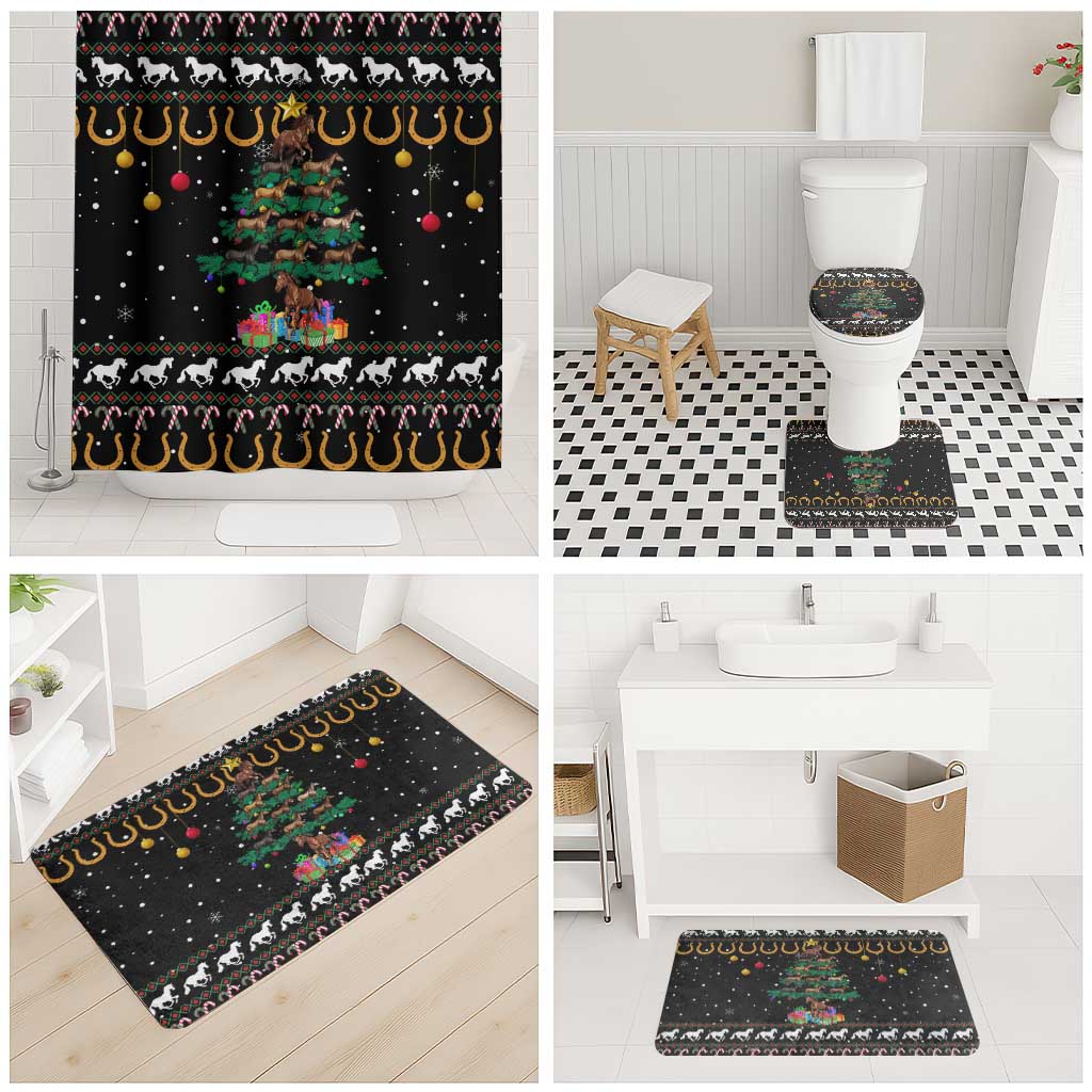 Horse Christmas Tree Christmas Design Bathroom Set Xmas Holiday Patterns - Wonder Print Shop