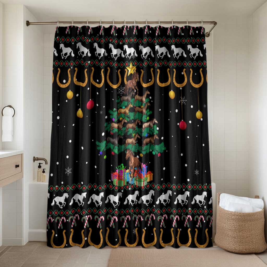 Horse Christmas Tree Christmas Design Bathroom Set Xmas Holiday Patterns - Wonder Print Shop